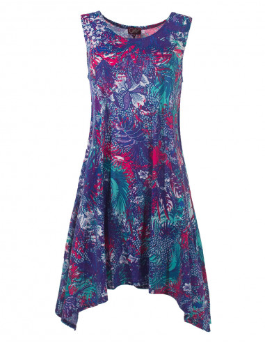 Knitted 96% polyester 4% spandex dress with garden print