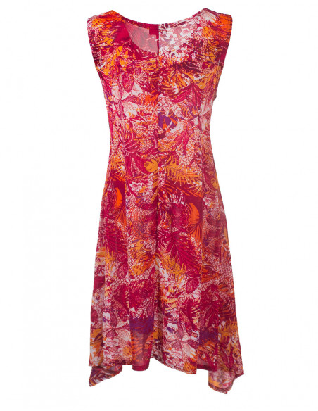 Knitted 96% polyester 4% spandex dress with garden print
