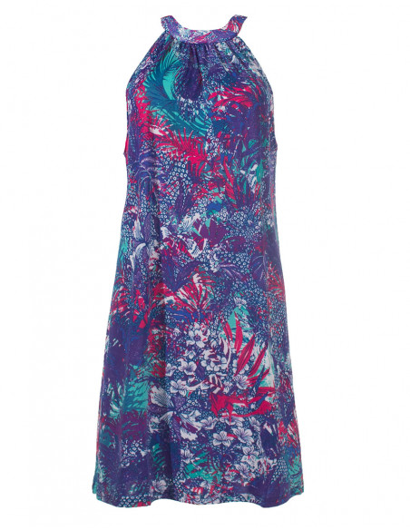 Knitted 96% polyester 4% spandex dress with garden print