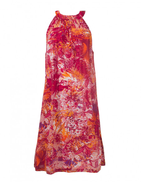 Knitted 96% polyester 4% spandex dress with garden print