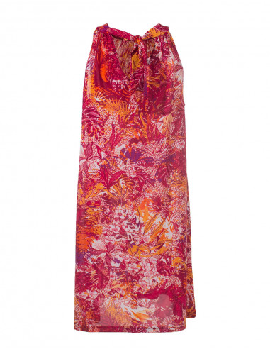 Knitted 96% polyester 4% spandex dress with garden print