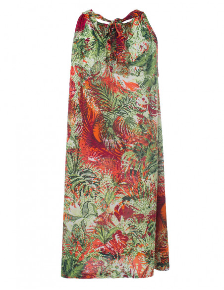 Knitted 96% polyester 4% spandex dress with garden print