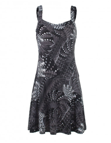 Knitted 96% polyester 4% spandex dress with birds print