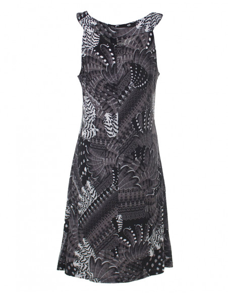 Knitted 96% polyester 4% spandex dress with birds print
