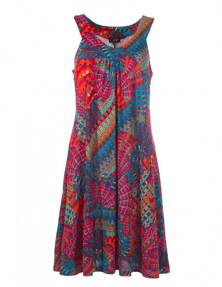 Knitted 96% polyester 4% spandex dress with birds print