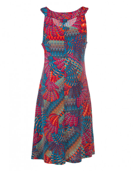 Knitted 96% polyester 4% spandex dress with birds print
