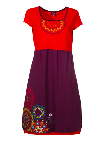 Cotton dress with short sleeves