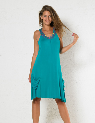 Knitted 95% rayon 5% spandex sleeveless dress