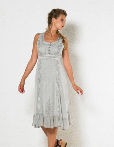 Embroidered viscose sw sleeveless dress