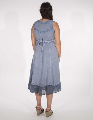 Embroidered viscose sw sleeveless dress
