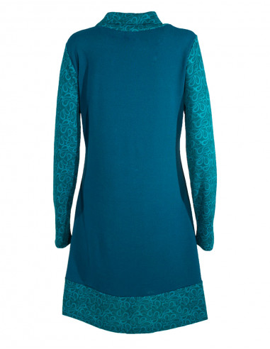 Robe maille col cheminée manches longues