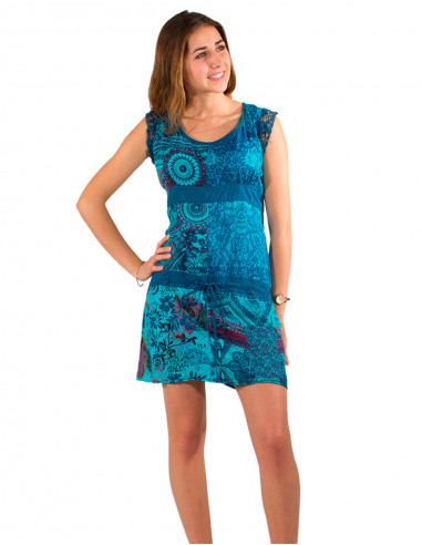 Printed cotton dress with lining