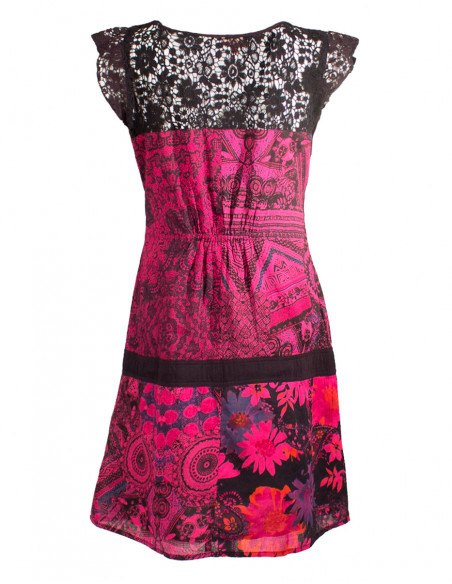 Printed cotton dress with lining