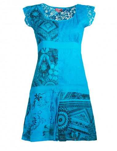 Printed cotton dress with lining