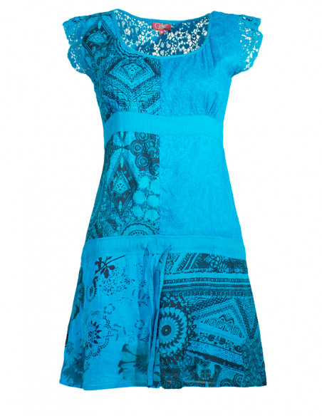 Printed cotton dress with lining