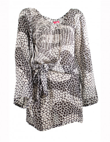 Minirobe Viscose Ceinture Manches 3/4