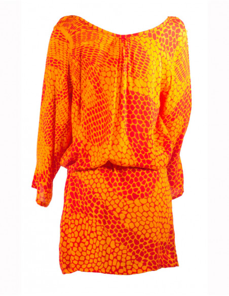 Minirobe Viscose Ceinture Manches 3/4