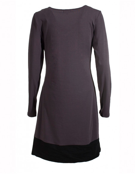 Robe évasée manches longues style tribal