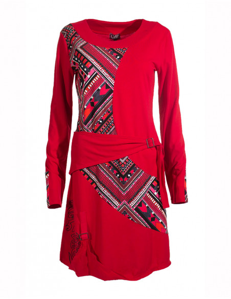 Robe manches longues à ceinture