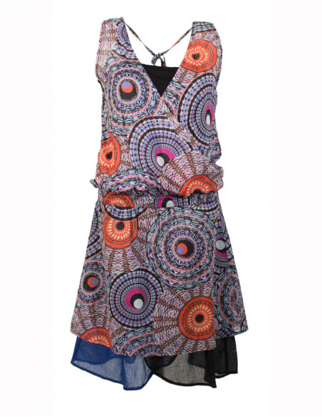Printed cotton voile dress with rayon lining