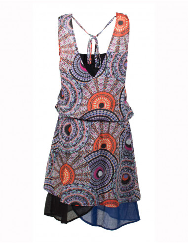 Printed cotton voile dress with rayon lining