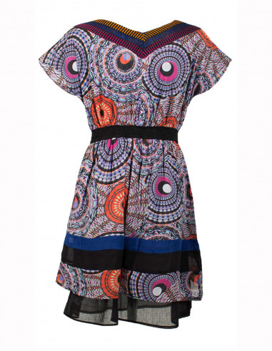 Printed cotton voile dress with lining