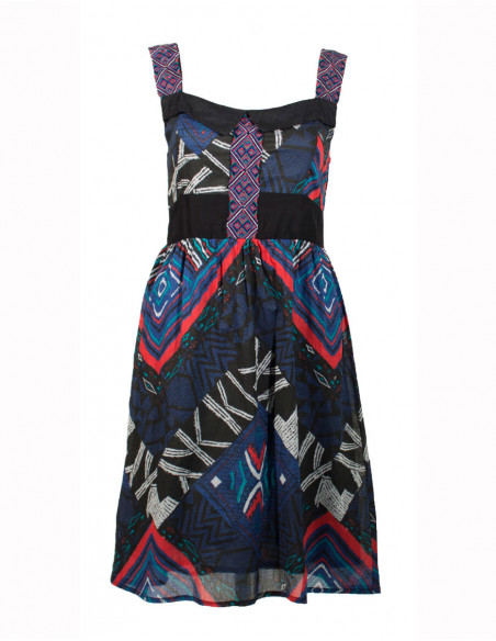 Cotton voile long dress with lining