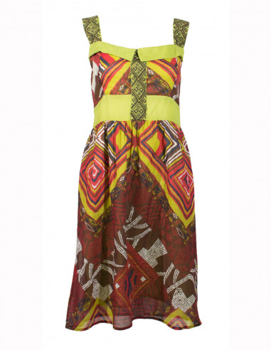 Cotton voile long dress with lining