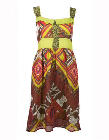 Cotton voile long dress with lining