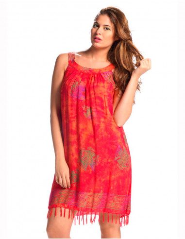 Rayon minidress dp with fringes