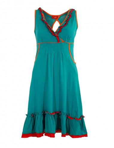 Bare back dress with ruffles