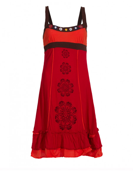 Robe courte à volants imprimée