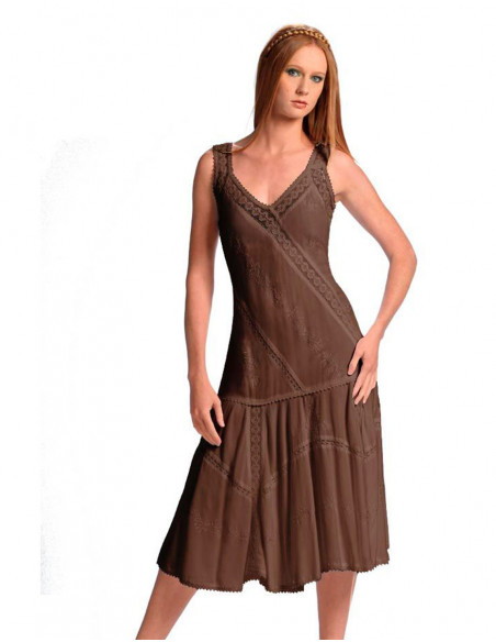 Robe débardeur brodée