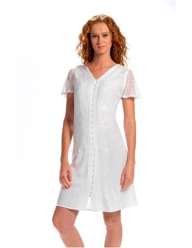 Rayon dress with short sleeves