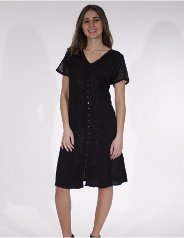 Robe manches courtes brodée