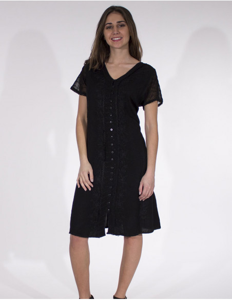 Rayon dress with short sleeves