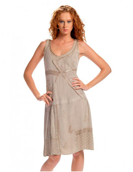 Rayon dress w/ embroideries sw
