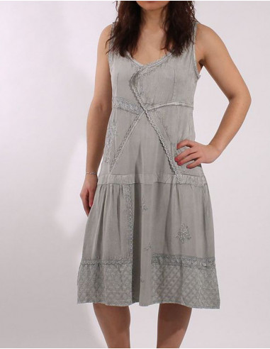 Rayon dress w/ embroideries sw