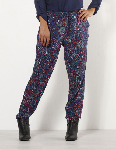 Rayon twill pant with jaipur print