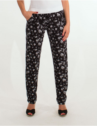 Pantalon Viscose Imprime Fleurs