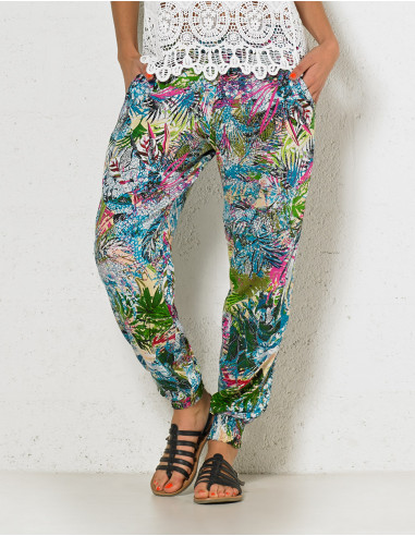 Pantalon Carote Viscose Imprime Jardin