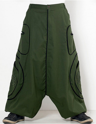 Cotton unisex sarouel with celtic embroideries