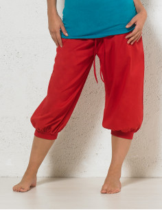 Cotton 3/4 pant cambric with knitted belt 95% cotton 5% elasthane 2