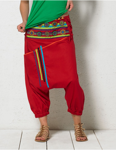 Cotton short sarouel with embroideries