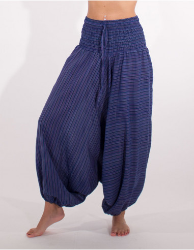 Elastic striped cotton harem pants