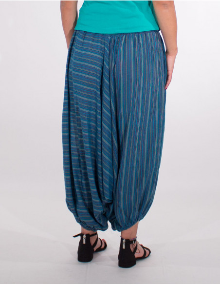 Elastic striped cotton harem pants