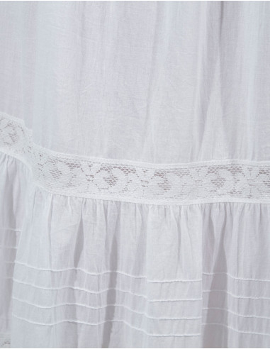 Jupe Longue Coton Blanc Dentelle Double