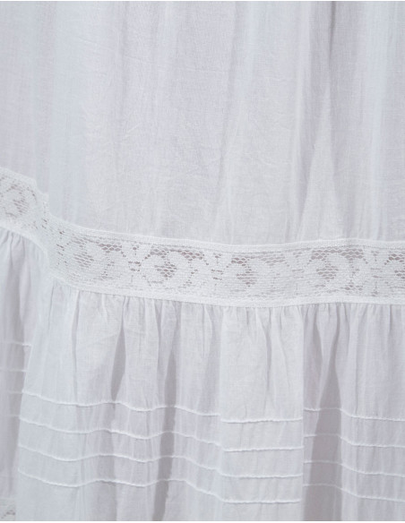 Jupe Longue Coton Blanc Dentelle Double