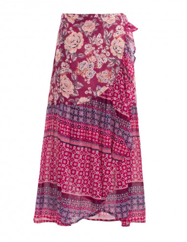 Jupe Voile De Coton A Volants Imprime Bo