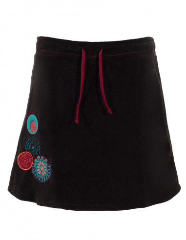 Jupe courte maille polyester brodée